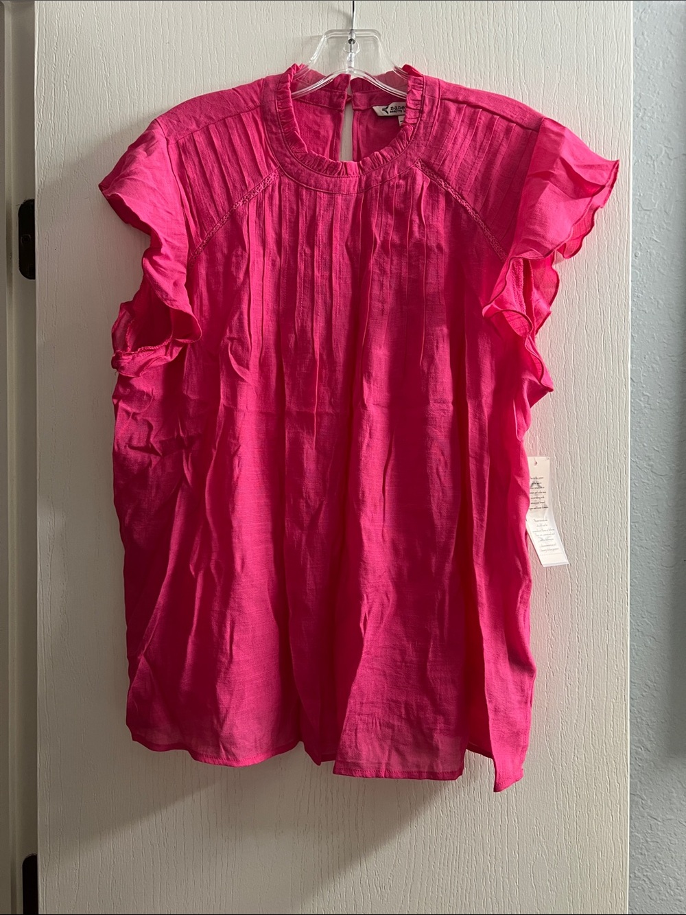 Nanette Lepore Bright Hot Pink Ruffle Sleeve Blouse